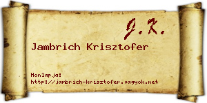 Jambrich Krisztofer névjegykártya
